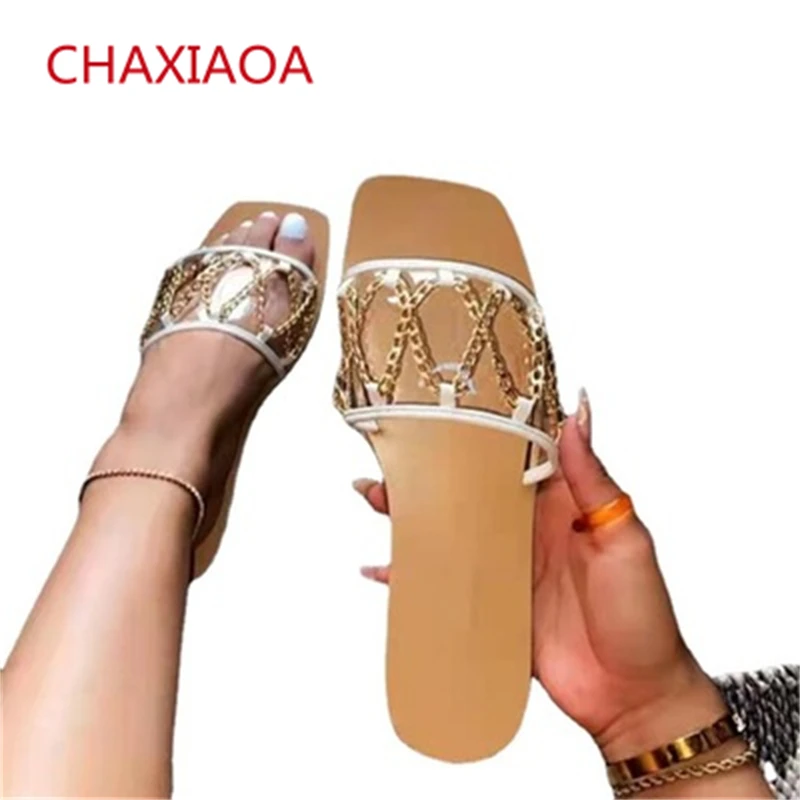 CHAXIAOA 2021 New Women Slippers Open Toe Gold Designer Shoes Casual Flats Ladies Summer Beach Shoes Woman Slides Roman Slippers
CHAXIAOA 2021 New Women Slippers Open Toe Gold Designer Shoes Casual Flats Ladies Summer Beach Shoes Woman Slides Roman Slippers