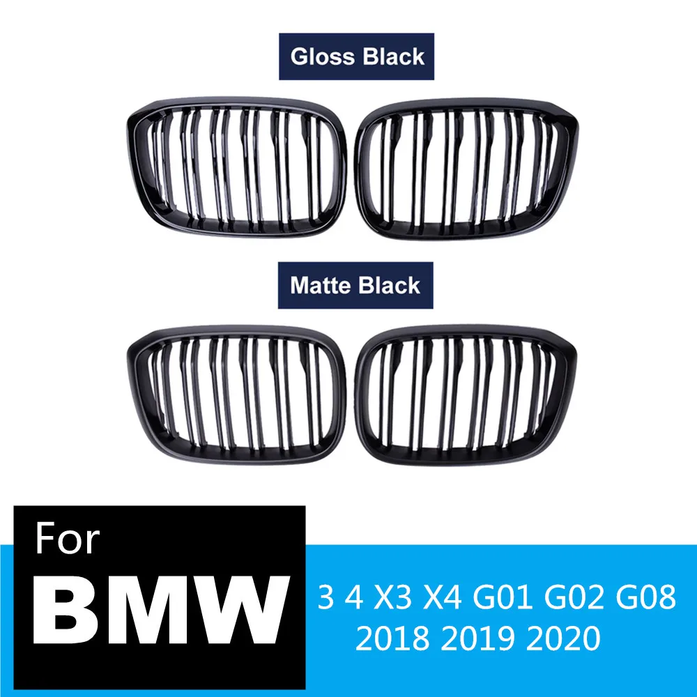 2PCS Front Grille Kidney Grill Double Slat For BMW 3 4 X3 X4 G01 G02 G08 2018 2019 2020 Racing Grills Car Styling Accessories 
2PCS Front Grille Kidney Grill Double Slat For BMW 3 4 X3 X4 G01 G02 G08 2018 2019 2020 Racing Grills Car Styling Accessories