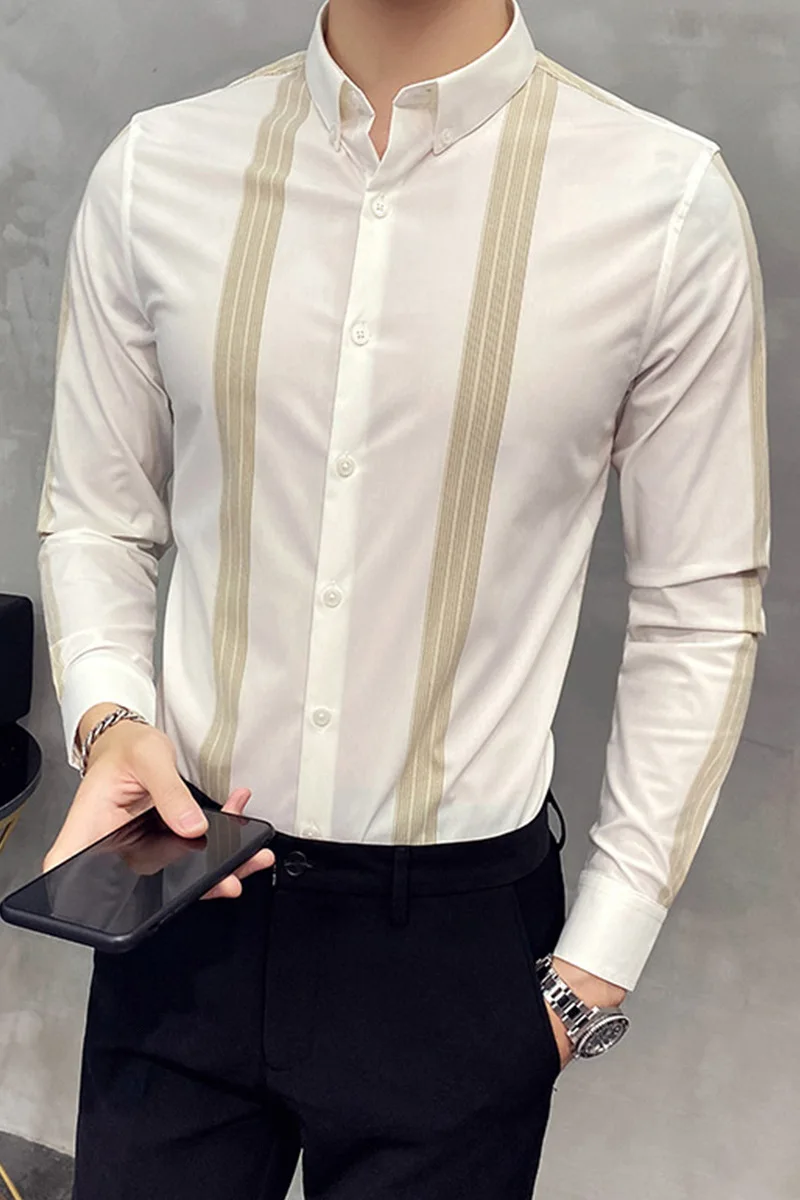 2020 new men's long sleeve shirt Korean youth leisure business fashion urban stripe printed shirt
2020 new men's long sleeve shirt Korean youth leisure business fashion urban stripe printed shirt