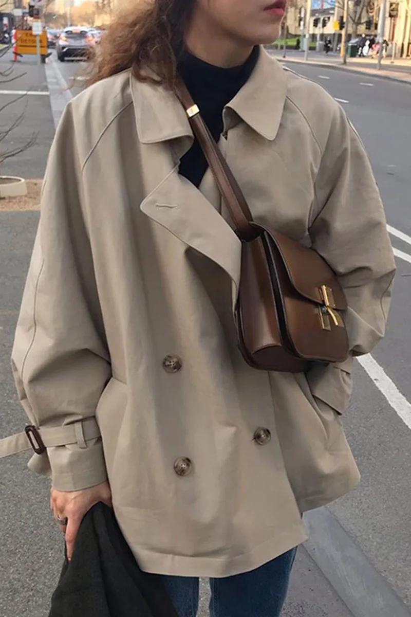 British Style Lapel Double Breasted Loose Outwear Women 2021 Spring Plus Size Bandage Long Sleeve Short Jacket Female
British Style Lapel Double Breasted Loose Outwear Women 2021 Spring Plus Size Bandage Long Sleeve Short Jacket Female