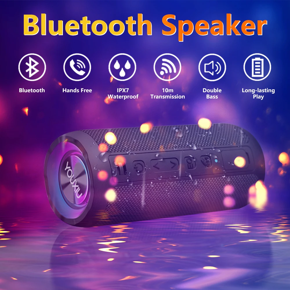 YOUXIU Bluetooth mini Outdoor Speaker 360° Stereo Sound 20W IPX7 Waterproof Loudspeaker Wireless HiFi Speakers 20Hour Play Time
YOUXIU Bluetooth mini Outdoor Speaker 360° Stereo Sound 20W IPX7 Waterproof Loudspeaker Wireless HiFi Speakers 20Hour Play Time