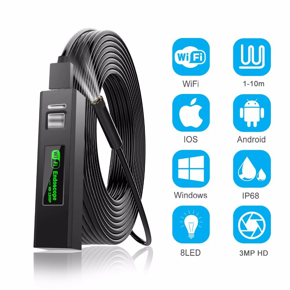 Endoscope Camera Wifi 8mm Endoscope 3MP HD Sewer Borescope Rigid Snake Cable Mini Endoscope for Car IOS iPhone Android Samsung
Endoscope Camera Wifi 8mm Endoscope 3MP HD Sewer Borescope Rigid Snake Cable Mini Endoscope for Car IOS iPhone Android Samsung