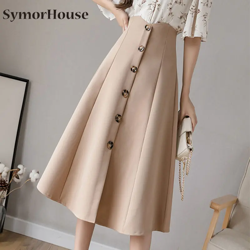 Women's Skirts High Waist Single-Breasted Split Long Skirts Elegant A-line Umbrella Skirt Office Lady Skirt Female
Women's Skirts High Waist Single-Breasted Split Long Skirts Elegant A-line Umbrella Skirt Office Lady Skirt Female