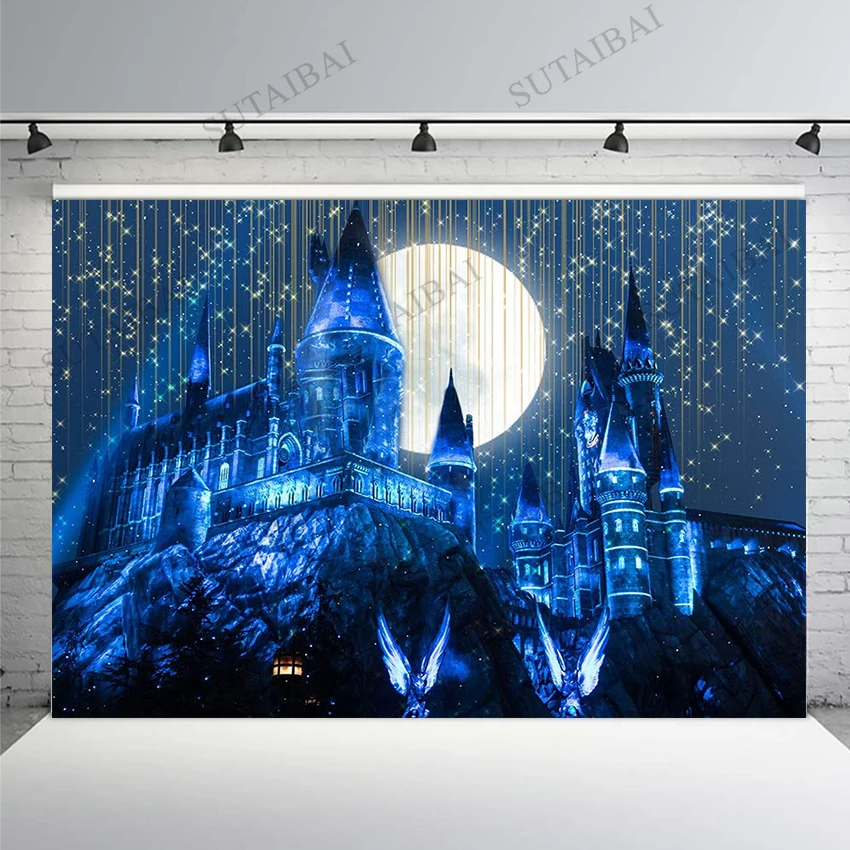 Magic School Castle Backdrop Photography Halloween Night Moon Stars Gold Glitter Twinkle Birthday Party Photo Studio Background
Magic School Castle Backdrop Photography Halloween Night Moon Stars Gold Glitter Twinkle Birthday Party Photo Studio Background