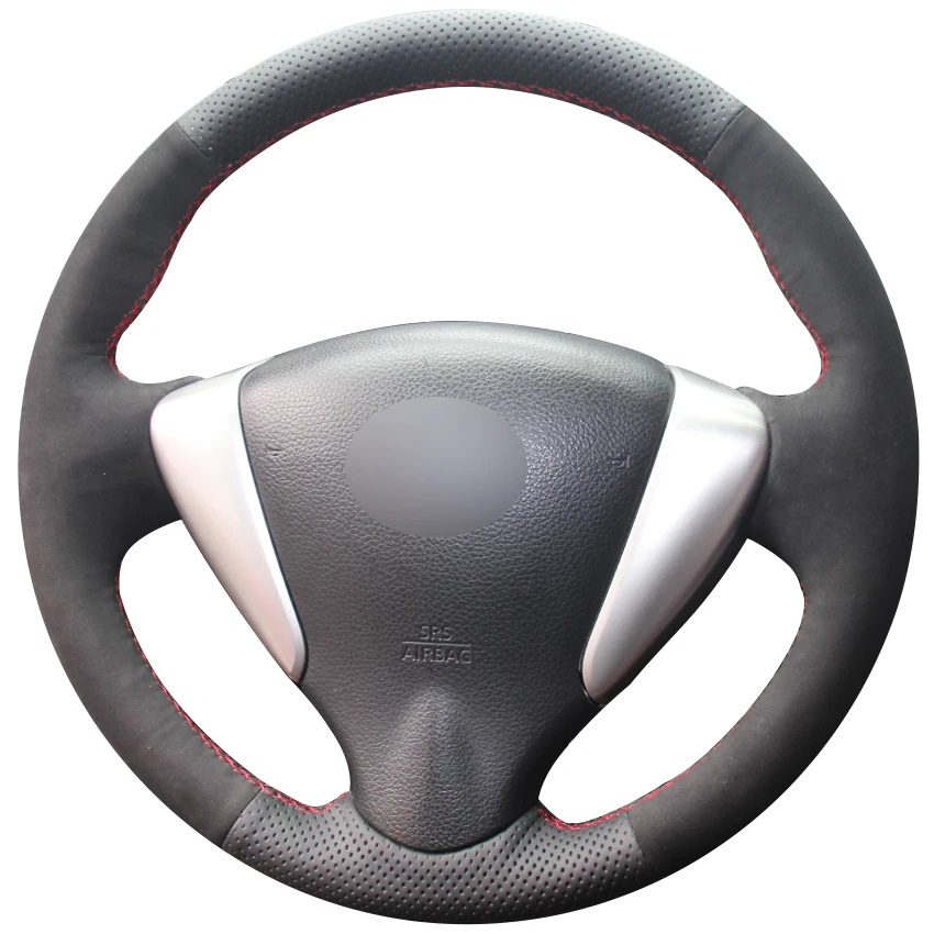 Черная синтетическая кожа черная замша для Nissan Tiida Sylphy Sentra Versa Note 2014 2017|car steering wheel