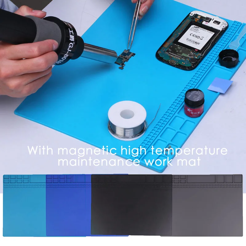 Insulation Pad Heat Resistant Soldering Station Silicon Soldering Mat Work Pad Desk Platform Soldering Repair Station 
Insulation Pad Heat Resistant Soldering Station Silicon Soldering Mat Work Pad Desk Platform Soldering Repair Station
