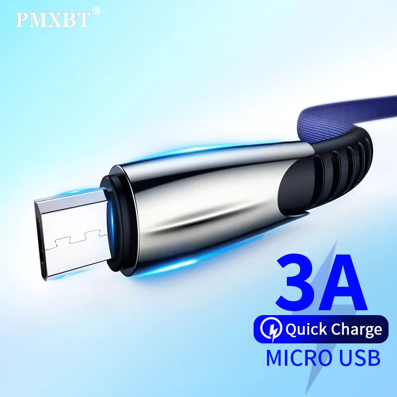 PMXBT микро USB кабель 3A быстрой зарядки Kable для Samsung S6 J7 J6 Xiaomi Redmi Note 4/Note 5 Android
