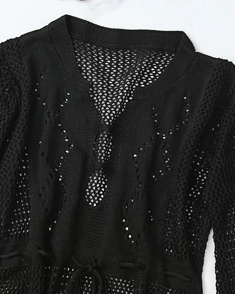 Women Sexy Hollow Out Knitted Cover Up V Neck Long Sleeve See-Through Dress Beach Covers Up Hollow Out Knitted Cover Up
Women Sexy Hollow Out Knitted Cover Up V Neck Long Sleeve See-Through Dress Beach Covers Up Hollow Out Knitted Cover Up