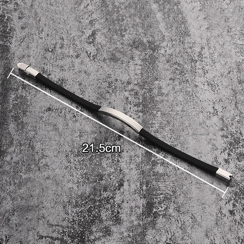 Casual Vintage Fashion Handmade Black Rubber Bracelet Silver Color Stainless Steel Bar Silicone Men's Hand Strap
Casual Vintage Fashion Handmade Black Rubber Bracelet Silver Color Stainless Steel Bar Silicone Men's Hand Strap