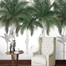 Milofi custom modern minimalist abstract hand-painted coconut palm oil painting living room background wall painting wallpaper