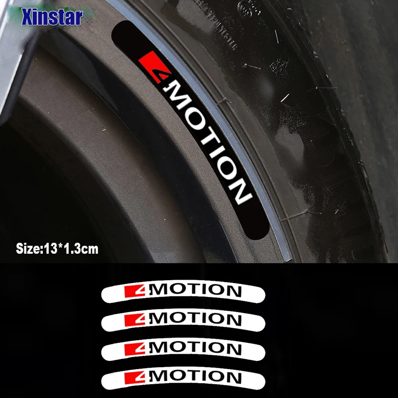 

4pcs 4Motion Car Rim Wheel Sticker For Volkswagen T-ROC Teramont GOLFR Touran PASSAT PHIDEON Touareg Tiguan CC R32 R36 GTD