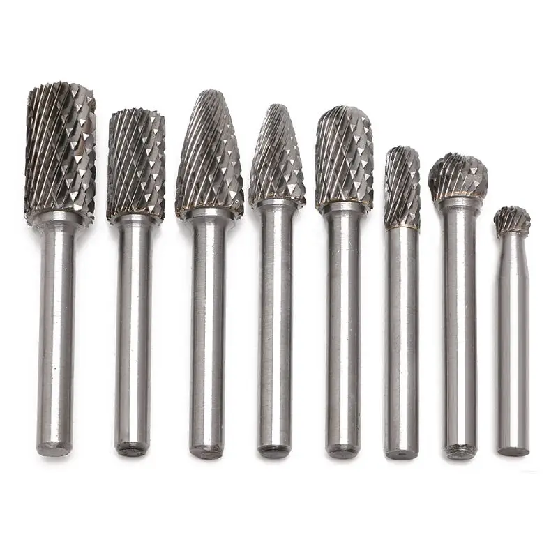 8pc Tungsten Carbide Burr Bit 1/4" 6mm Rotary Cutter Files Engraving Set New Dropshipping