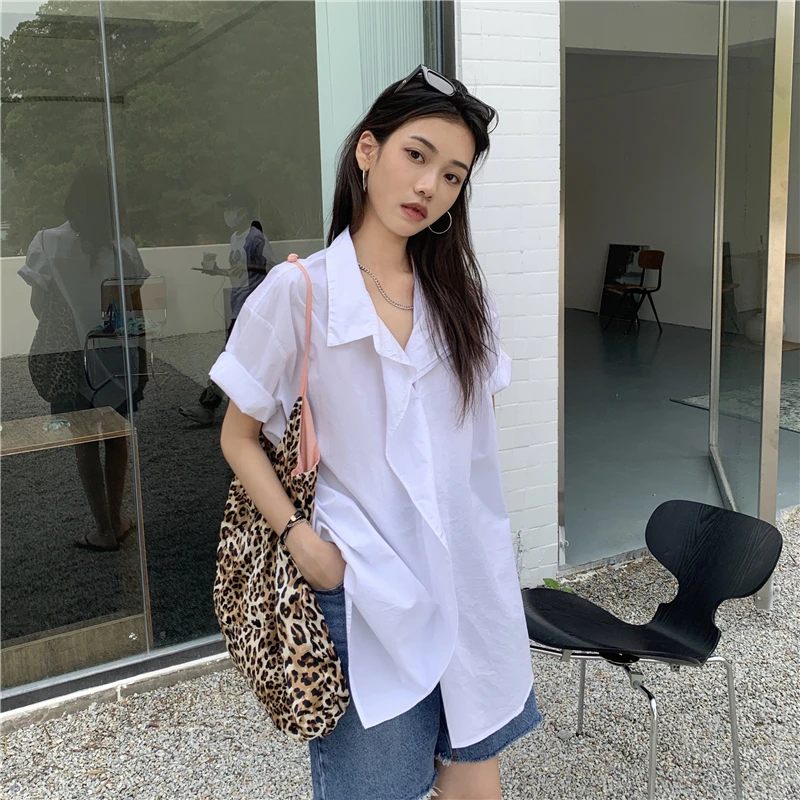 COIGARSAM Loose Shirt Womens tops New Women shirts Blue White 6679
COIGARSAM Loose Shirt Womens tops New Women shirts Blue White 6679
