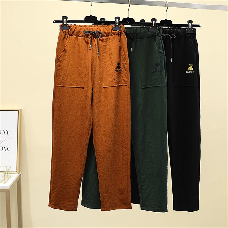 Casual Loose Pants Women Fashion Cartoon Embroidery High Waist Sstraight Leg Trousers 2021 New Plus Size Ankle-Length Pants
Casual Loose Pants Women Fashion Cartoon Embroidery High Waist Sstraight Leg Trousers 2021 New Plus Size Ankle-Length Pants