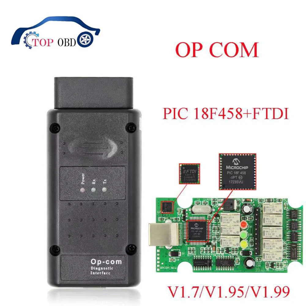 

OPCOM V5 For Opel OP COM 1.70 V1.99 flash firmware update OP-COM 1.95 PIC18F458 FTDI CAN BUS OBD2 Scanner Car Auto Diagnostic