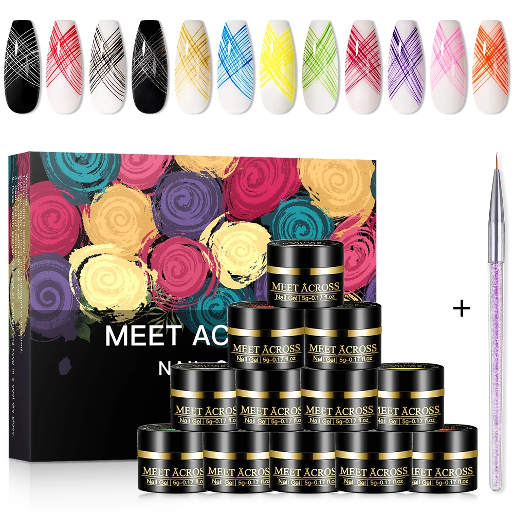 12PCS Nail Wire Drawing Gel Polish Set Creative Point To Line Painting Gel Polish Spider Thick Elastic Paint 5ml With Brush
12PCS Nail Wire Drawing Gel Polish Set Creative Point To Line Painting Gel Polish Spider Thick Elastic Paint 5ml With Brush