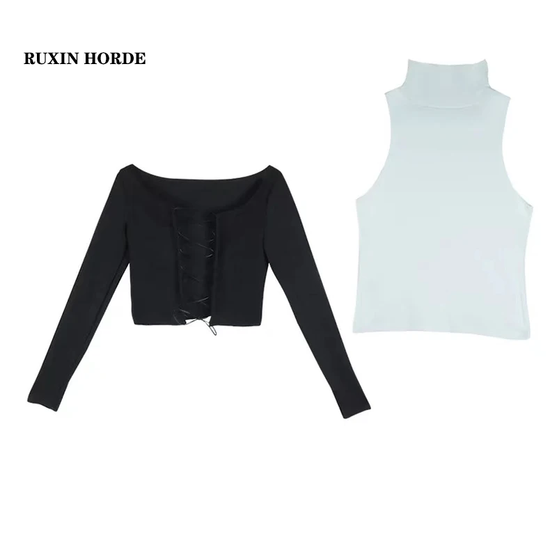 Two-Piece 3D Hollow Holiday Turtleneck Top Female Clothing 2021 Spring Design Feeling God Femme Long Sleeve Black White T-Shirt
Two-Piece 3D Hollow Holiday Turtleneck Top Female Clothing 2021 Spring Design Feeling God Femme Long Sleeve Black White T-Shirt