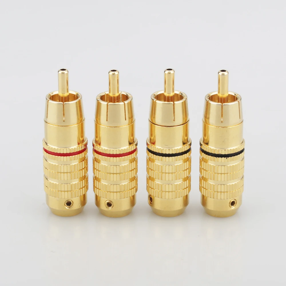4 шт Audiocrast R009 латунный позолоченный RCA Штекерный адаптер паяльный Аудио Видео