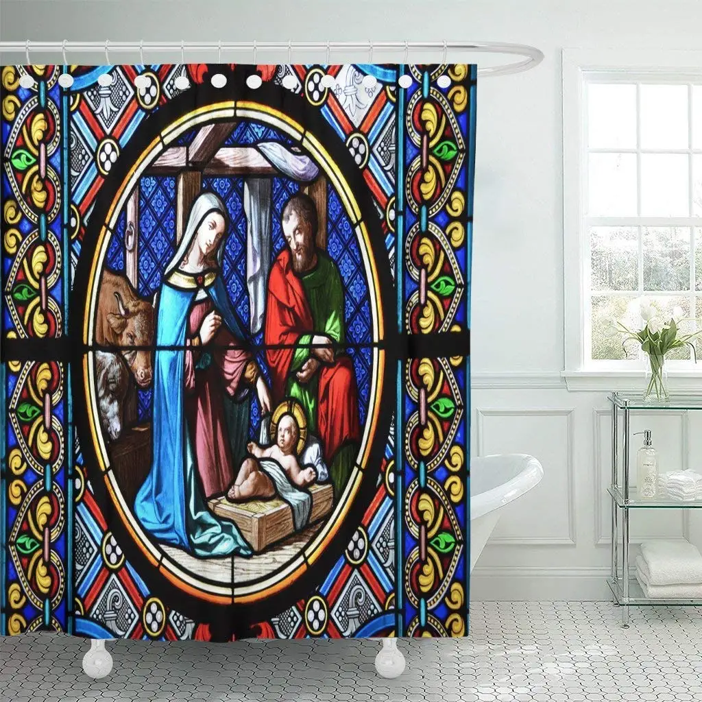 Nativity Scene Stained Glass Window in The Cathedral Shower Curtain Bathroom Sets
Nativity Scene Stained Glass Window in The Cathedral Shower Curtain Bathroom Sets