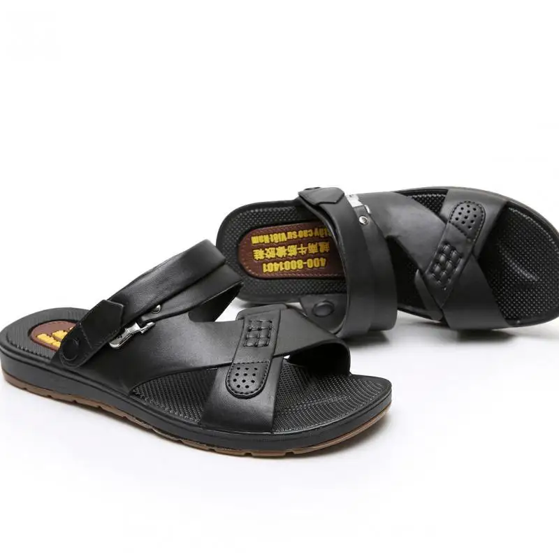 2020 New Men Sandals Genuine Split Leather Beach Shoes Brand Casual Slippers Sneakers Summer Flip Flops | Обувь