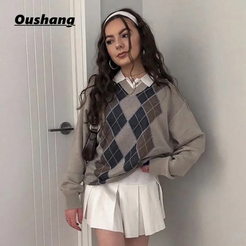 Argyle Plaid Knitwear Y2K Jumper Female Korean Fashion Pullover Winter Preppy Style Vintage V Neck Sweater Women Autumn Casual
Argyle Plaid Knitwear Y2K Jumper Female Korean Fashion Pullover Winter Preppy Style Vintage V Neck Sweater Women Autumn Casual