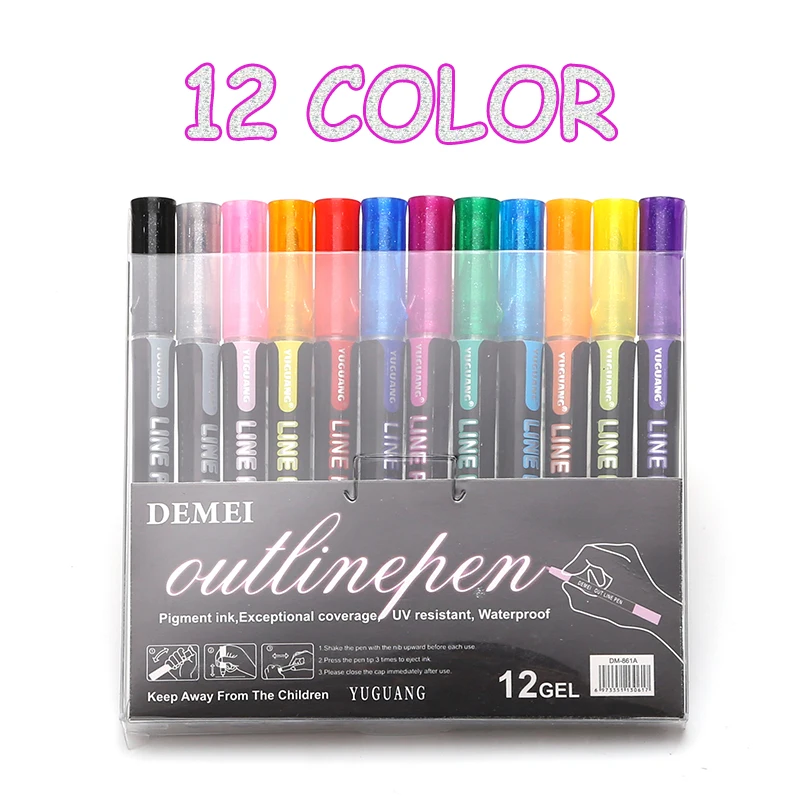 12Pcs Outline Paint Marker Pen Double Line Pen Metal Marker Glitter Diy Album Scrapbooking for Drawing Painting Doodling
12Pcs Outline Paint Marker Pen Double Line Pen Metal Marker Glitter Diy Album Scrapbooking for Drawing Painting Doodling