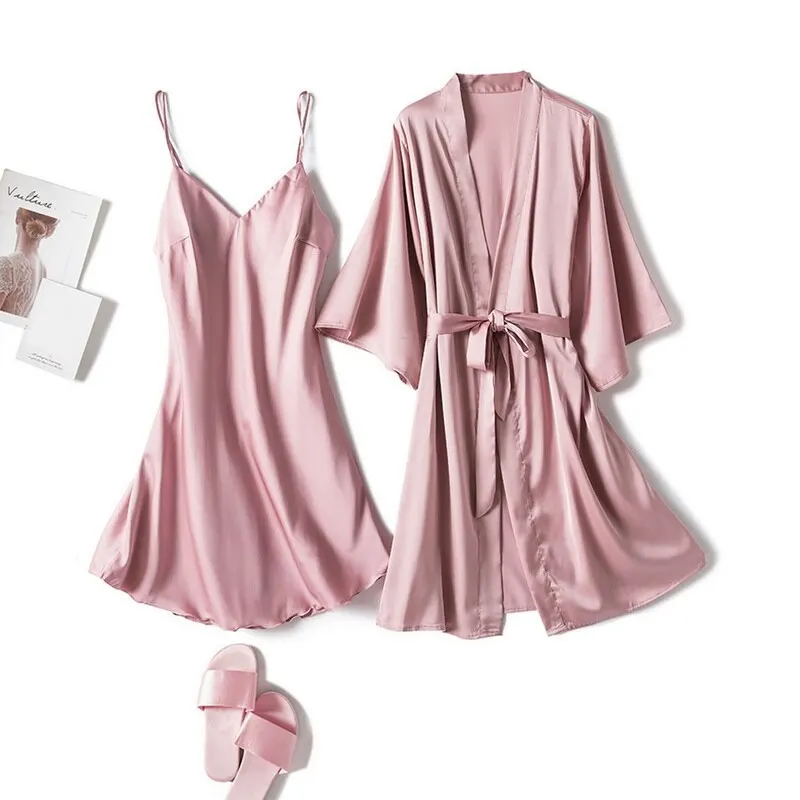 2020 Long Sleeve Women Robe Silk Dressing Gowns Lingerie Set Bathrobe Ladies Summer Autumn Sexy Nightgown Nightdress
2020 Long Sleeve Women Robe Silk Dressing Gowns Lingerie Set Bathrobe Ladies Summer Autumn Sexy Nightgown Nightdress