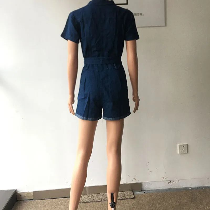 Summer Denim Jumpsuit For Women Blue Short Sleeve Shorts Romper Fashion Sexy Ladies Jeans Elastic Lapel Button Bodycon Overalls
Summer Denim Jumpsuit For Women Blue Short Sleeve Shorts Romper Fashion Sexy Ladies Jeans Elastic Lapel Button Bodycon Overalls