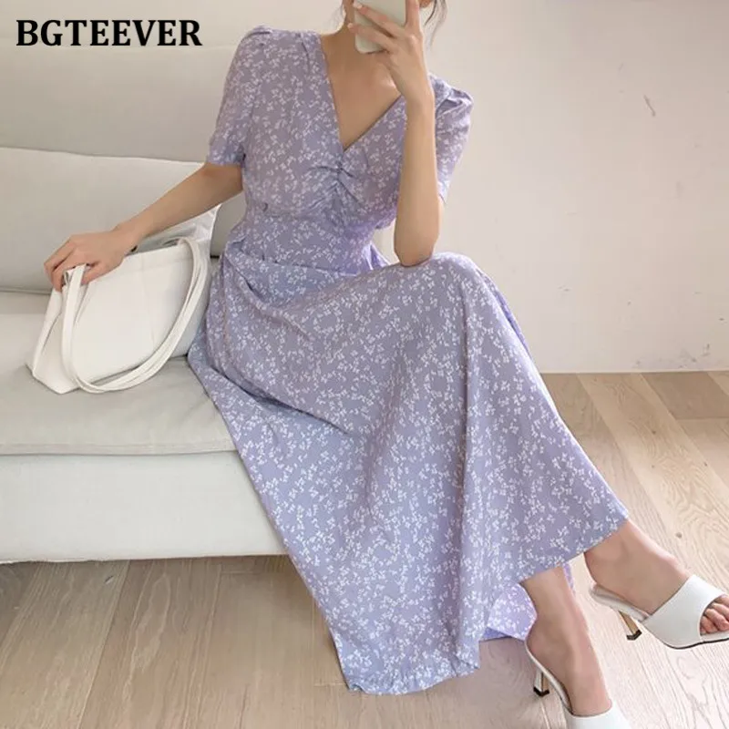 BGTEEVER Elegant Ladies Short Sleeve Floral Chiffon Dress V-neck Slim Waist Lace-up Women Dresses 2021 Summer Vestidos Femme
BGTEEVER Elegant Ladies Short Sleeve Floral Chiffon Dress V-neck Slim Waist Lace-up Women Dresses 2021 Summer Vestidos Femme