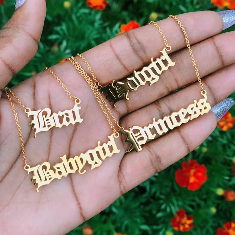 Custom Old English Name Necklace Classic Jewelry Personalized Gifts Stainless Steel Ancient English Nameplate Choker
Custom Old English Name Necklace Classic Jewelry Personalized Gifts Stainless Steel Ancient English Nameplate Choker