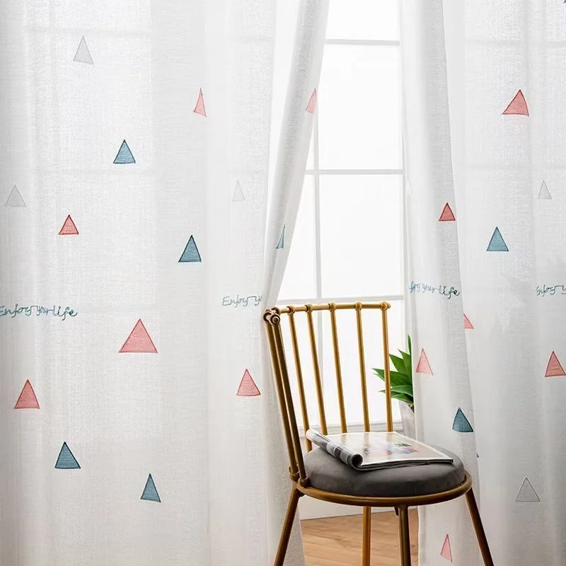 Nordic Style Triangle Pink Blue Triangle Geometric Curtains Tulle For Living Room Bedroom Kids Children Embroidered Home decora
Nordic Style Triangle Pink Blue Triangle Geometric Curtains Tulle For Living Room Bedroom Kids Children Embroidered Home decora