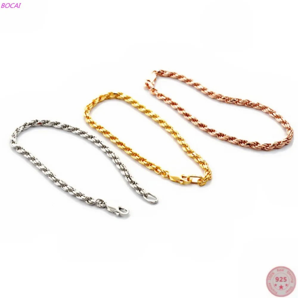 BOCAI Real S925 Sterling Silver Bracelet 2022 New Classic 3mm Twist Color Thai Silver Fashion Female Hand Chain Jewelry
BOCAI Real S925 Sterling Silver Bracelet 2022 New Classic 3mm Twist Color Thai Silver Fashion Female Hand Chain Jewelry