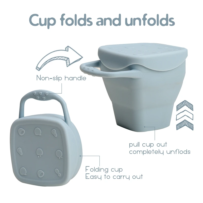 Baby Foldable Feeding container Cups Baby Drinkware Silicone 5 Colors Snack Cup For Toddlers Kids Silicone Cup box with lid
Baby Foldable Feeding container Cups Baby Drinkware Silicone 5 Colors Snack Cup For Toddlers Kids Silicone Cup box with lid