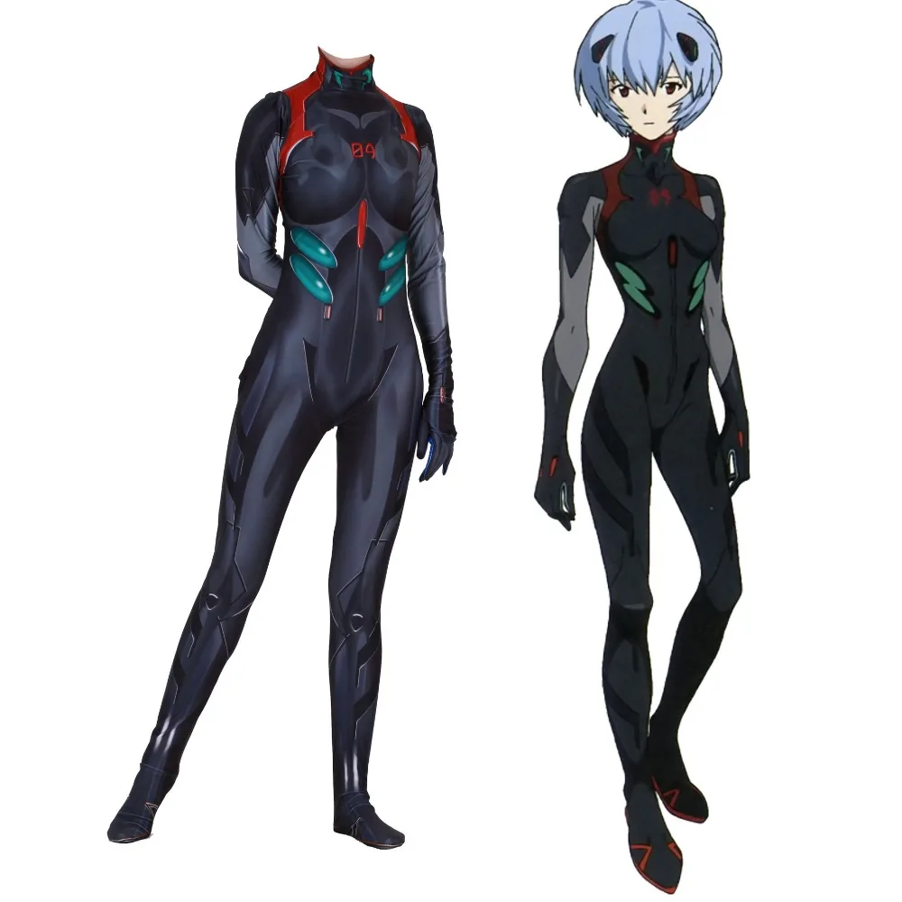 Neon Genesis Evangelion костюм Рей Аянами для косплея спортивный с 3D принтом зентай EVA Black Rei 3