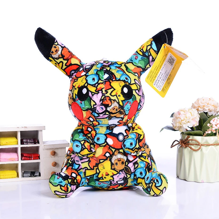 13cm new limited edition Pokemon fabric art graffiti Pikachu doll kawaii plush keychain toy children’s gift | Игрушки и хобби