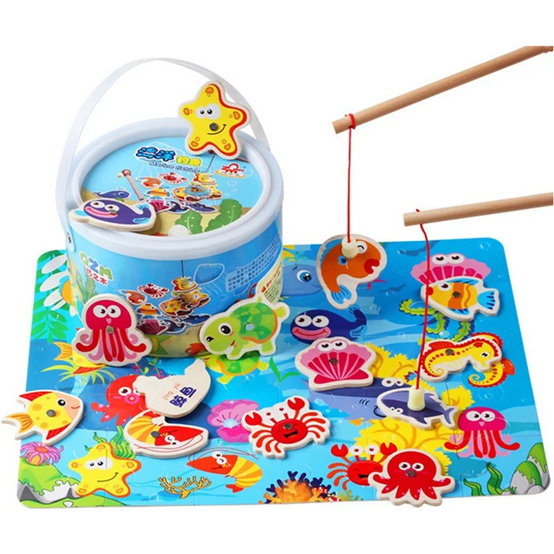 Hot Sale Toddler Baby Educational Puzzle Toy Fish Children Wooden Magnetic Fishing Game Toys Set for Kids 14Pcs with Gifts Box
Hot Sale Toddler Baby Educational Puzzle Toy Fish Children Wooden Magnetic Fishing Game Toys Set for Kids 14Pcs with Gifts Box