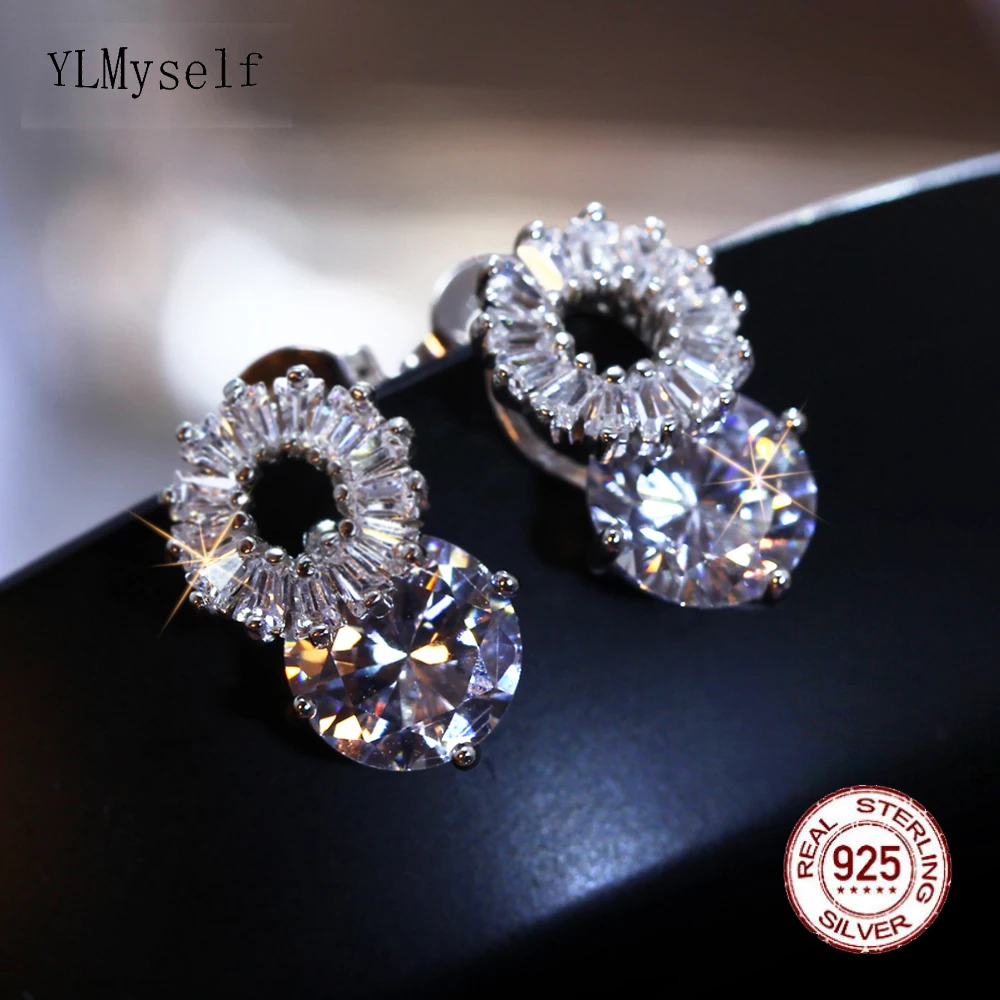 100% Real 925 Silver Stud Earrings Pave Full Bright Zircon Crystal Cute Fine Jewellery Jewelry For Women
100% Real 925 Silver Stud Earrings Pave Full Bright Zircon Crystal Cute Fine Jewellery Jewelry For Women
