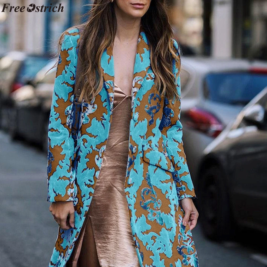 SAGACE Women Fashion Print Button Pockets Warm Woolen Long Sleeve Tops Coat Wool Blend Cape Tweed Outwear | Женская одежда
