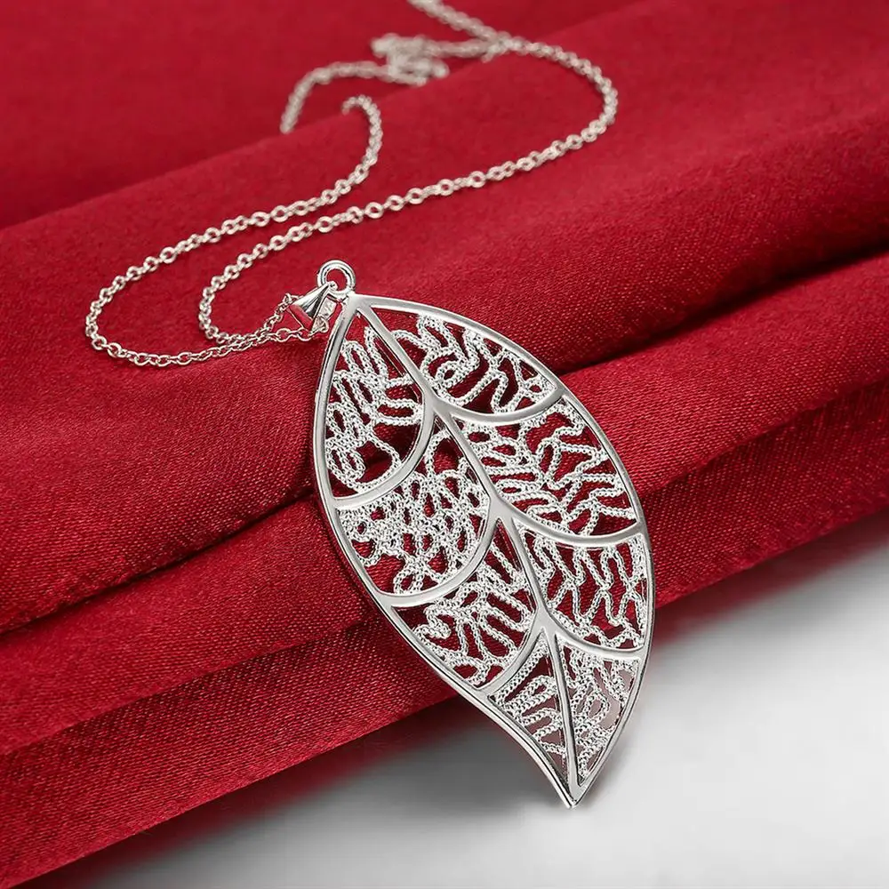 

Хит продаж, популярные бренды 925 стерлингового серебра с узором из листьев кулон ожерелье для женщин подарок на Новый год высокого качества ...