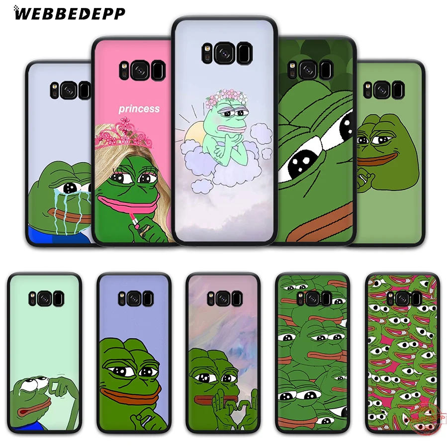WEBBEDEPP мягкий чехол с грустной лягушкой для Samsung J4 J6 Prime Plus J8 2018 J7 Dou A20E A70S A51 A71 A81 A91 |
