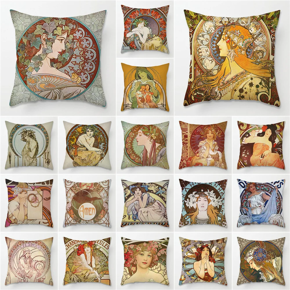 1PC Vintage European Art Nouveau Mucha Gallery Taies D Oreillers Kissenbezug Taie De Coussin Decorative Sofa Pillow Cover
1PC Vintage European Art Nouveau Mucha Gallery Taies D Oreillers Kissenbezug Taie De Coussin Decorative Sofa Pillow Cover