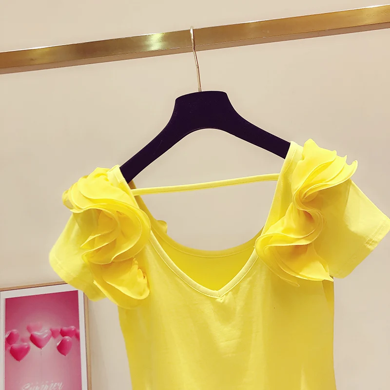 2021 Summer New Korean Style Temperament Mesh Ruffled Flying Short Sleeve round Neck T-shirt for Women Casual All-Matching Tops
2021 Summer New Korean Style Temperament Mesh Ruffled Flying Short Sleeve round Neck T-shirt for Women Casual All-Matching Tops