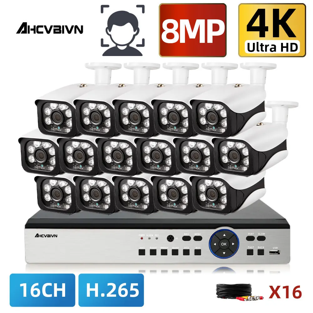 AHCVBIVN 16CH AHD DVR система видеонаблюдения 8MP IR ночное видение In/Outdoor Водонепроницаемая камера для дома 4K комплект видеонаблюдения
AHCVBIVN 16CH AHD DVR система видеонаблюдения 8MP IR ночное видение In/Outdoor Водонепроницаемая камера для дома 4K комплект видеонаблюдения