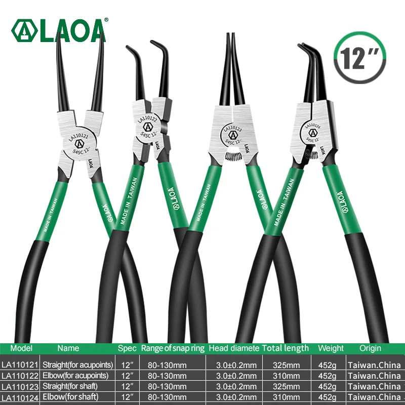 LAOA 12 Inch Internal External Pliers Retaining Clips Multifunctional Snap Ring Circlip Pliers For Hand Tool
LAOA 12 Inch Internal External Pliers Retaining Clips Multifunctional Snap Ring Circlip Pliers For Hand Tool