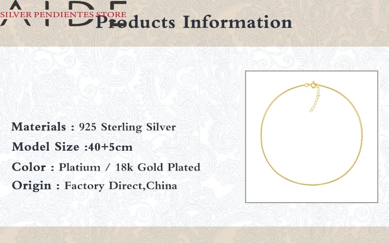 AIDE 2021 Trend Simple Gold Snake Chain Necklace Sliver 925 Sterling Silver Necklace For Women Jewelery Medallas Religiosas
AIDE 2021 Trend Simple Gold Snake Chain Necklace Sliver 925 Sterling Silver Necklace For Women Jewelery Medallas Religiosas