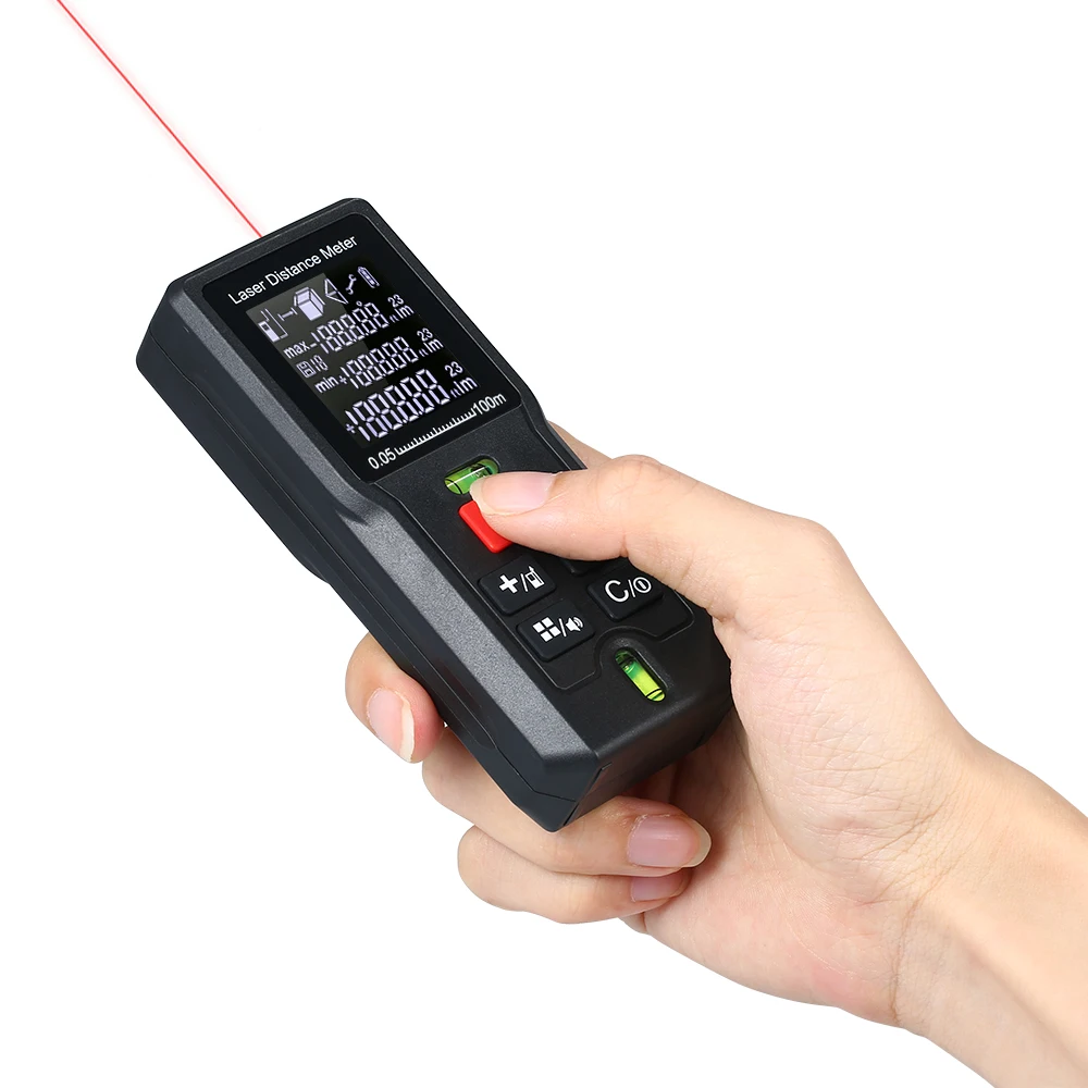 100m Laser Range Finder Rangefinder 20Groups Data Storage with 2 Bubble Levels Diastimeter for Distance Area Volume Measurement
100m Laser Range Finder Rangefinder 20Groups Data Storage with 2 Bubble Levels Diastimeter for Distance Area Volume Measurement