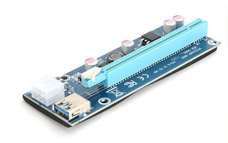 Wholesale 006C PCIe PCI-E PCI Express Riser Card 1x To 16x USB 3.0 Cable Adapter SATA To 4Pin IDE Molex 6 Pin For Bitcoin Mining
Wholesale 006C PCIe PCI-E PCI Express Riser Card 1x To 16x USB 3.0 Cable Adapter SATA To 4Pin IDE Molex 6 Pin For Bitcoin Mining