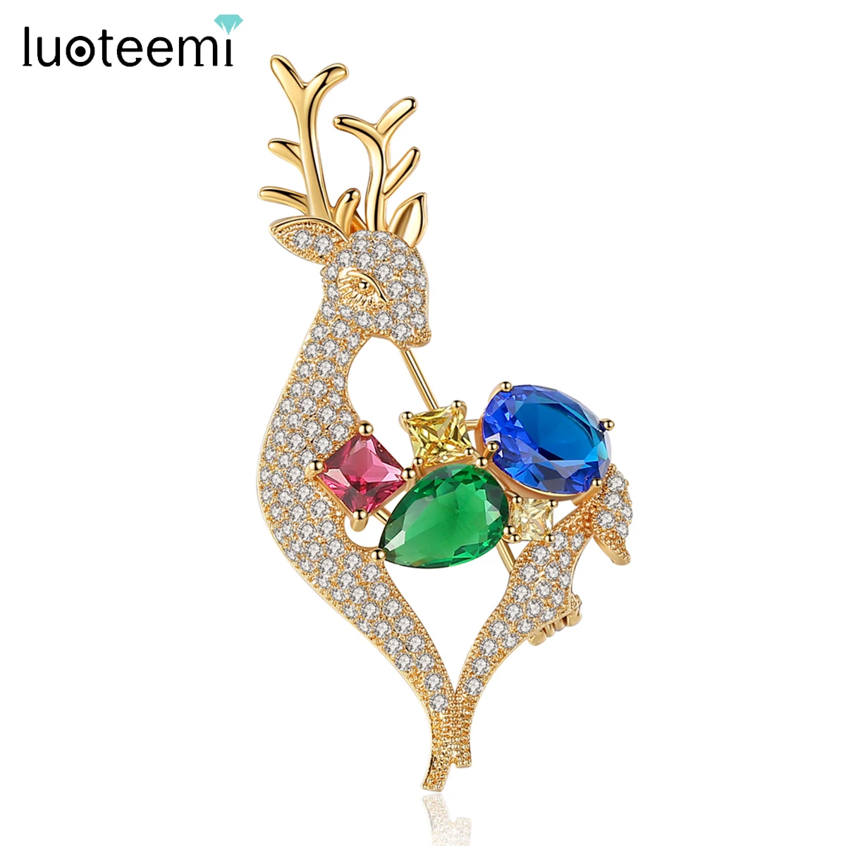 LUOTEEMI Fashion Cute Rainbow Deer Brooch for Women Wedding Jewelry for Bridal Animal Banquet Brooches Pins Mujer Christmas Gift
LUOTEEMI Fashion Cute Rainbow Deer Brooch for Women Wedding Jewelry for Bridal Animal Banquet Brooches Pins Mujer Christmas Gift