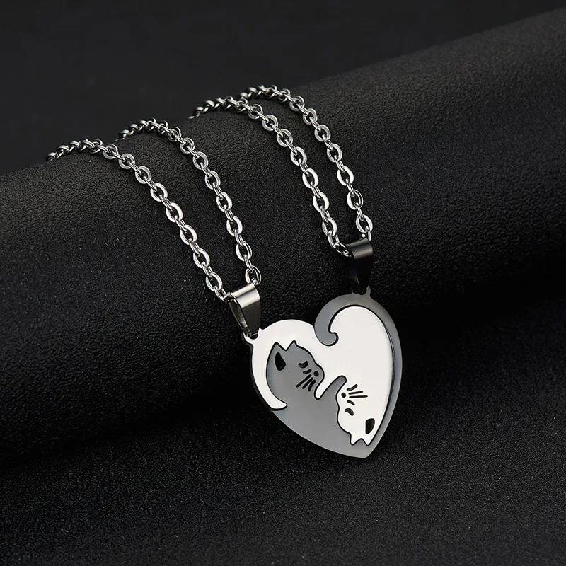 New Peach Heart Cat Love Couple Stitching Necklace Simple Pendant Necklace Stainless Steel Jewelry
New Peach Heart Cat Love Couple Stitching Necklace Simple Pendant Necklace Stainless Steel Jewelry
