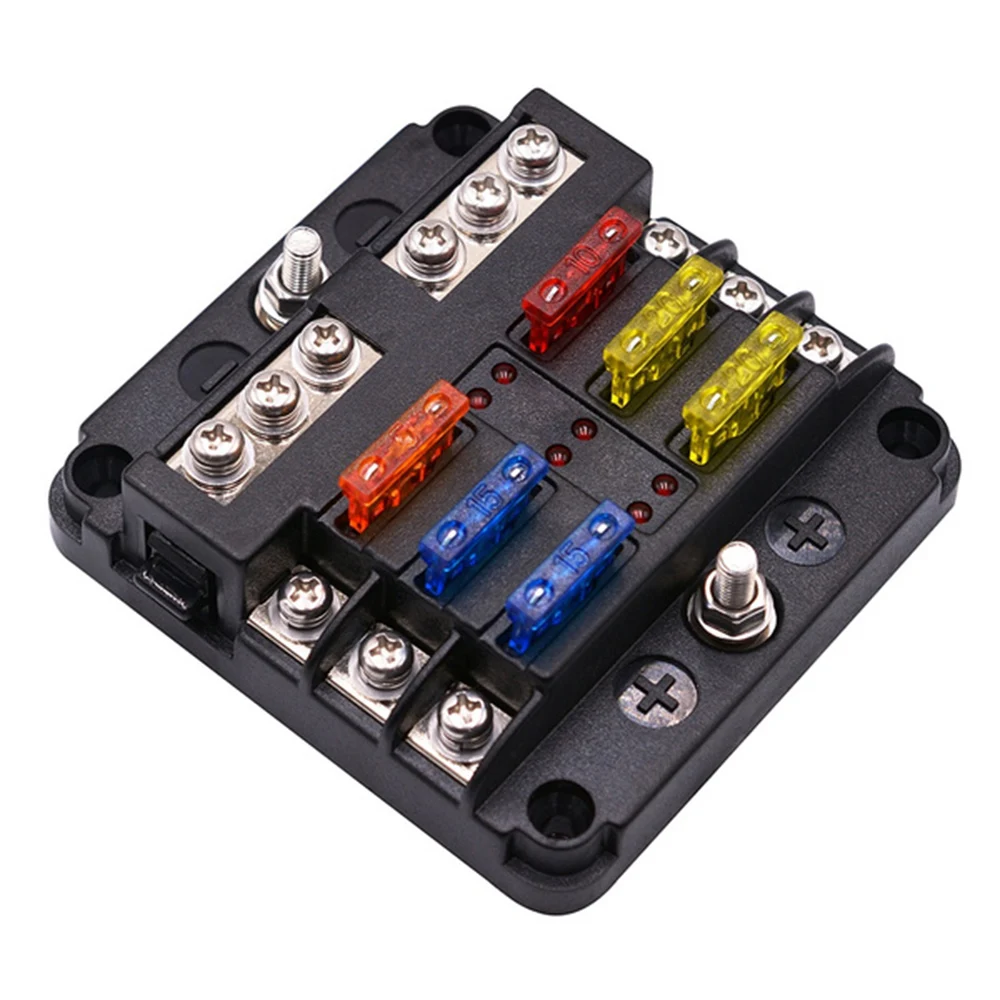 Auto Car Power 6 Way Fuse Holder Distribution Blade Box Block Board USCC for Automotive Truck Boat Marine RV Van Vehicle
Auto Car Power 6 Way Fuse Holder Distribution Blade Box Block Board USCC for Automotive Truck Boat Marine RV Van Vehicle